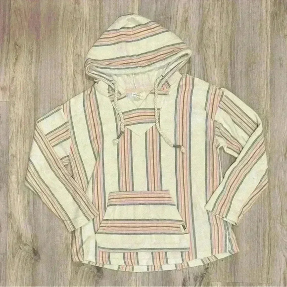 Southern Spirit Striped Beach Vacation Comfy Hoodie Poncho Sweatshirt Size S - Picture 1 of 10